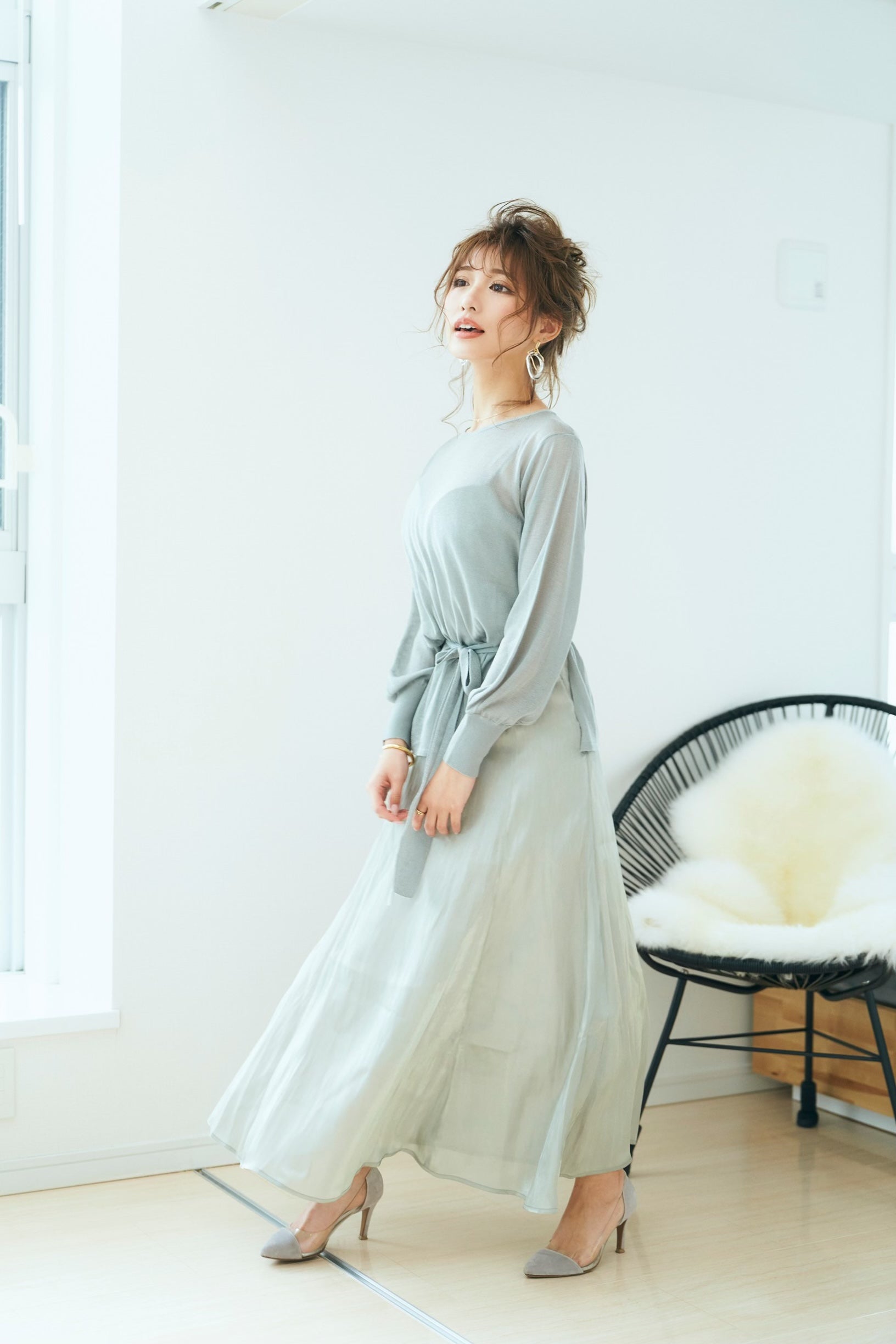 PAMEO POSE❤️ベルスリーブニットワンピース KNIT COMBI OP | Emélla公式通販サイト| 伊藤実祐プロデュース